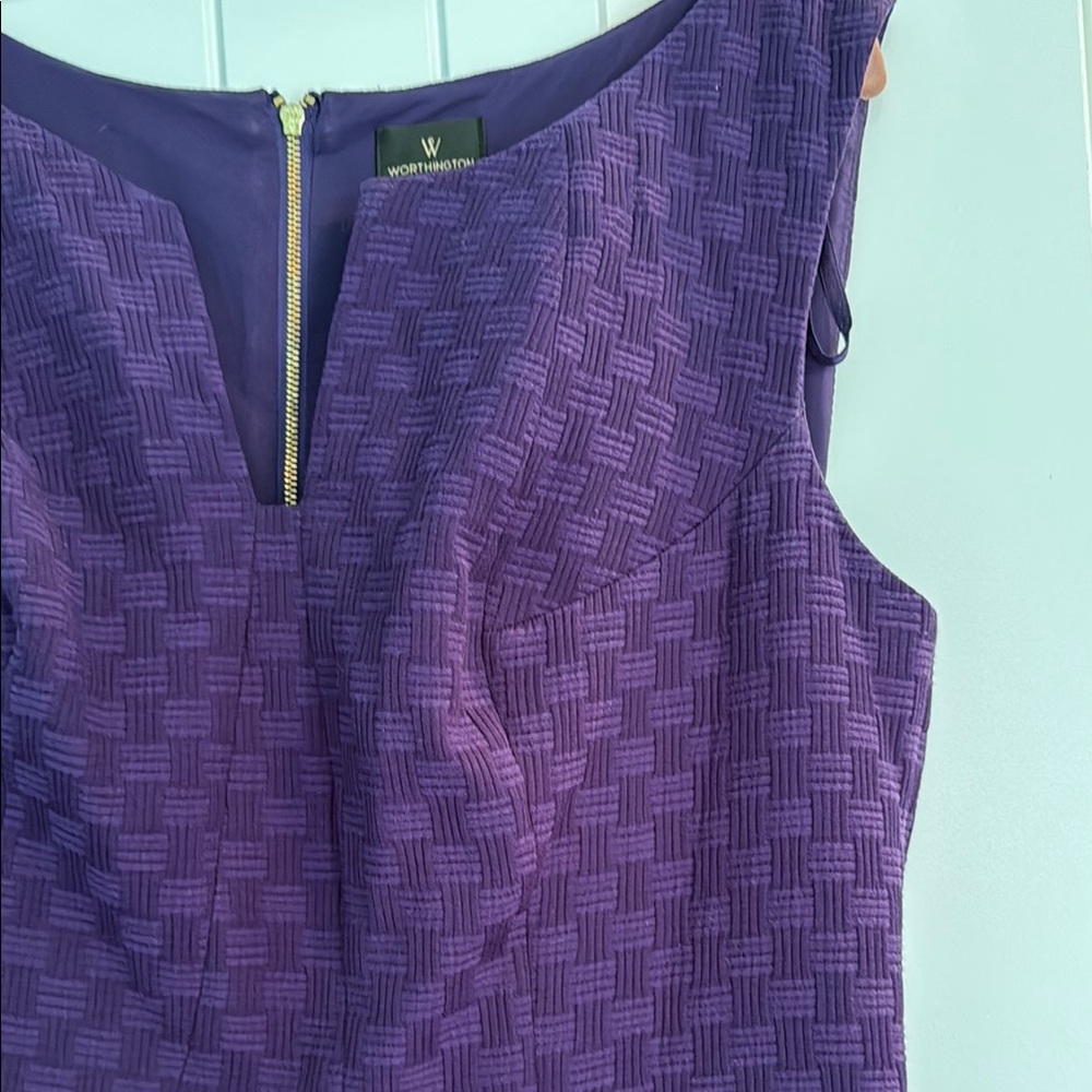 Worthington Purple Dress Elegant Style Pretty Patter Size 16 - Picture 5 of 9
